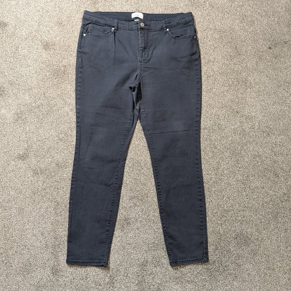 JACLYN SMITH Charcoal Gray Mid-Rise Stretch Denim Jeans; Size 14